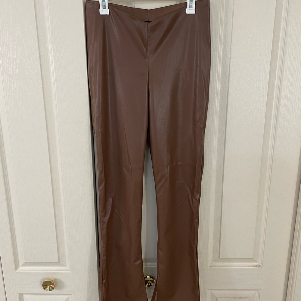 Brown Faux Leather Pants